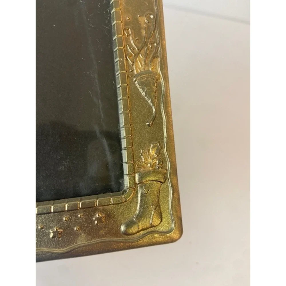 Gold Christmas Picture Frame Falalalala Embossed Holiday Snowman Angel 4x6